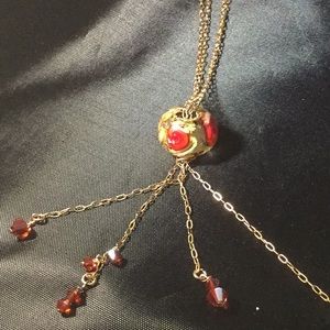 Hand made glass bead on gold chain